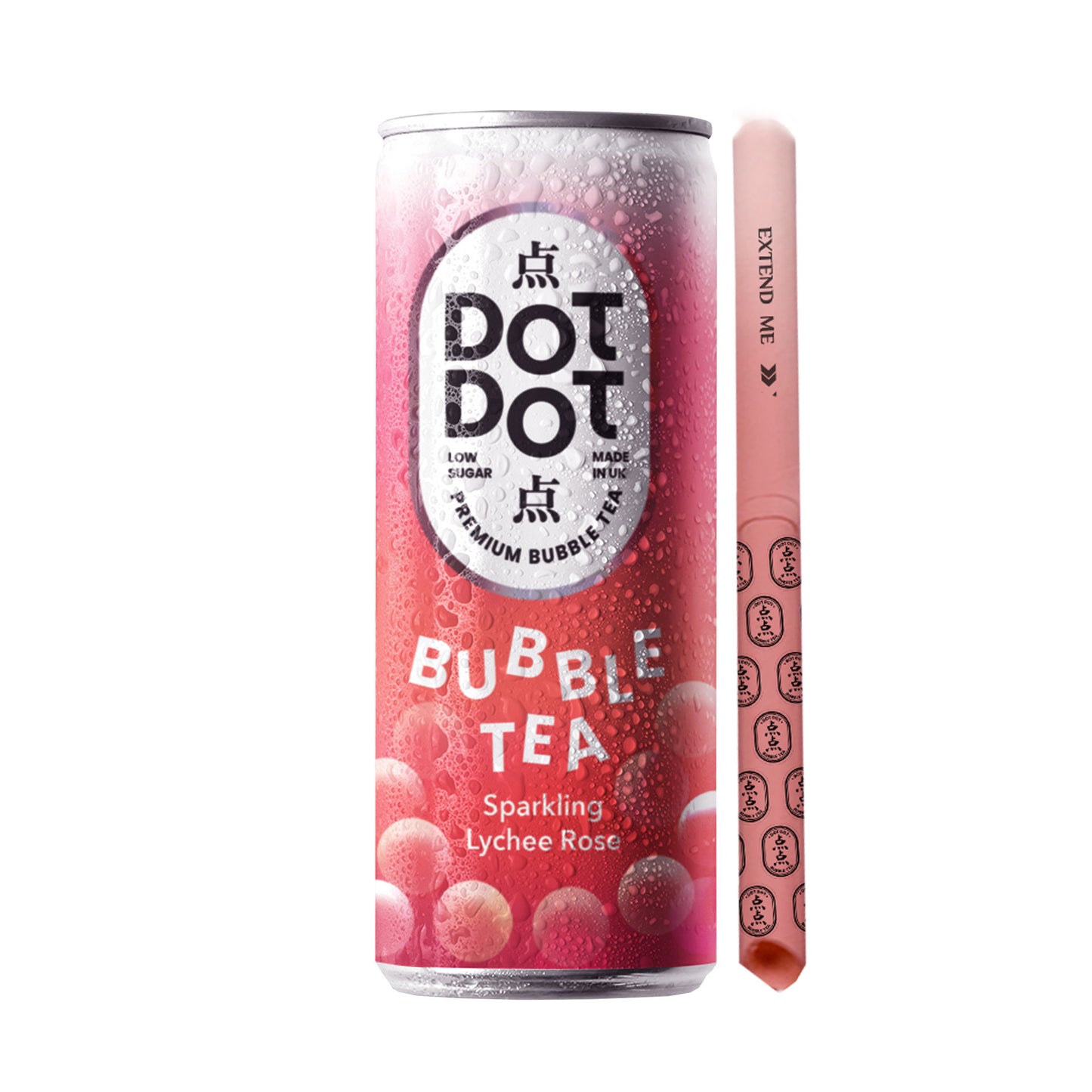 Sparkling Lychee Rose Bubble Tea in can