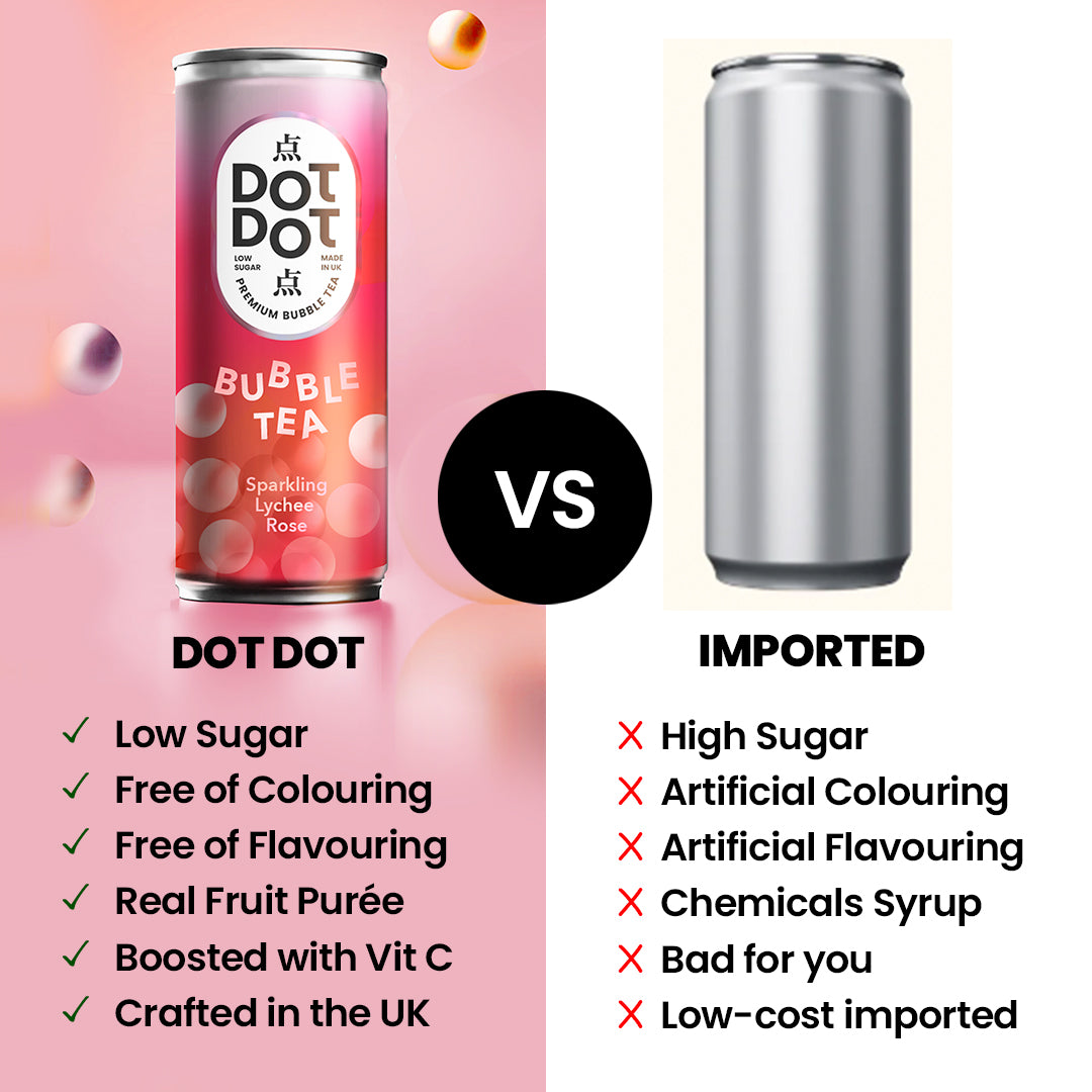 Sparkling Lychee Rose Bubble Tea in can