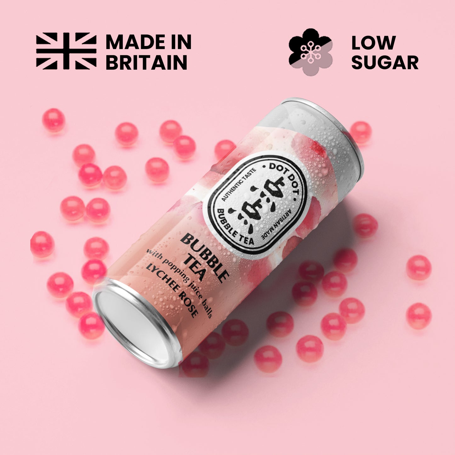 Sparkling Lychee Rose Bubble Tea in can