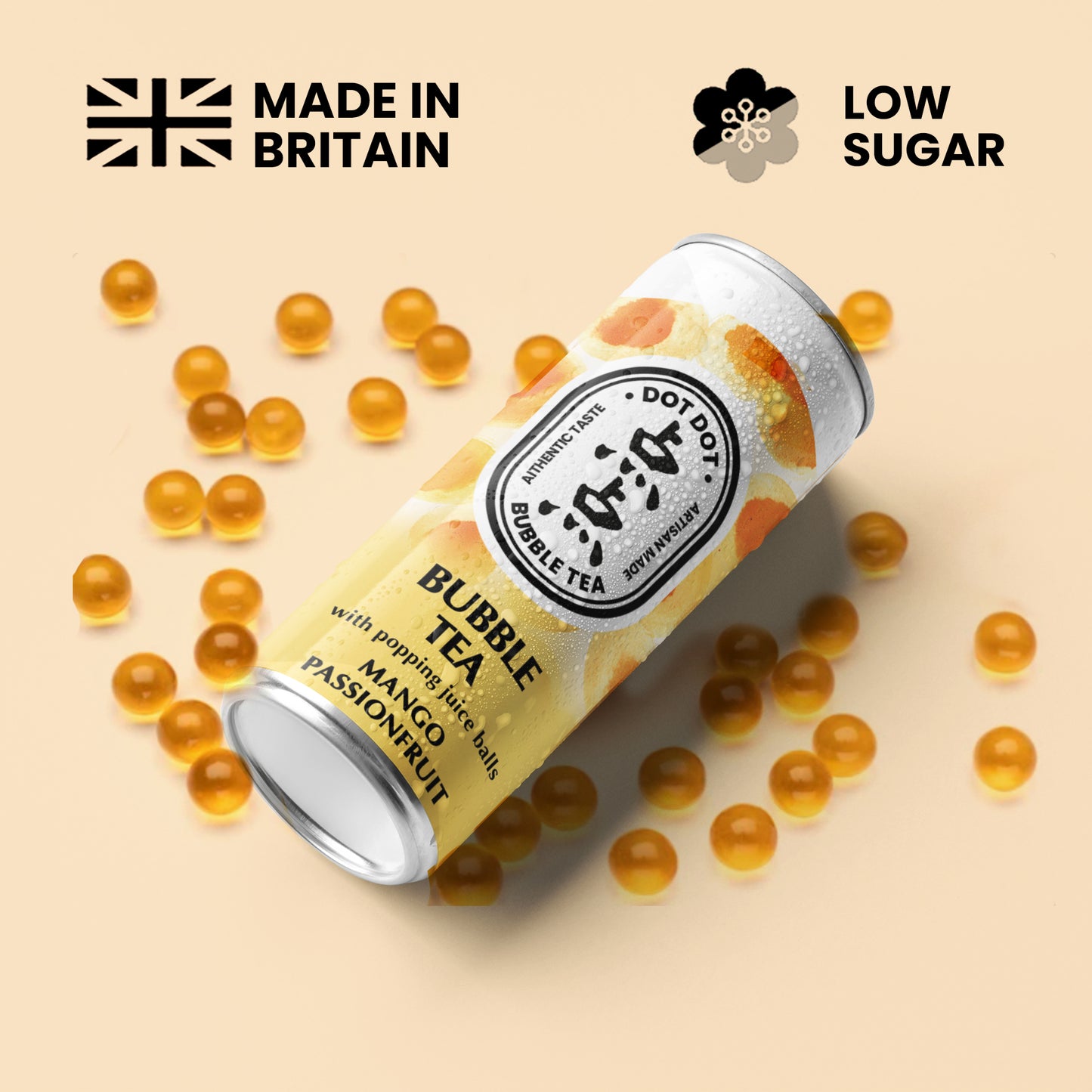 Sparkling Mango Passionfruit Bubble Tea in can