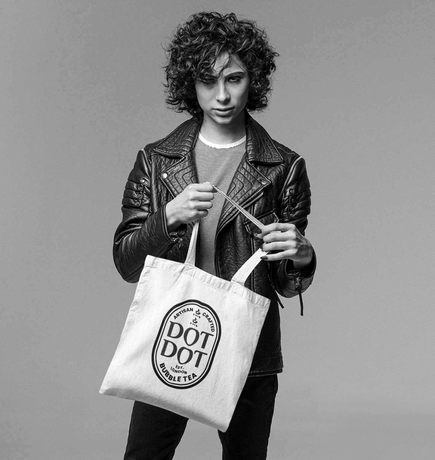 Dot Dot White Tote Bag