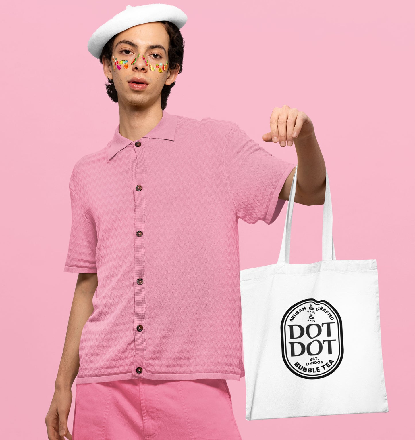 Dot Dot White Tote Bag