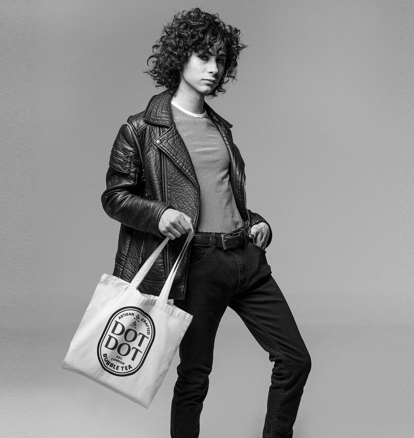 Dot Dot White Tote Bag