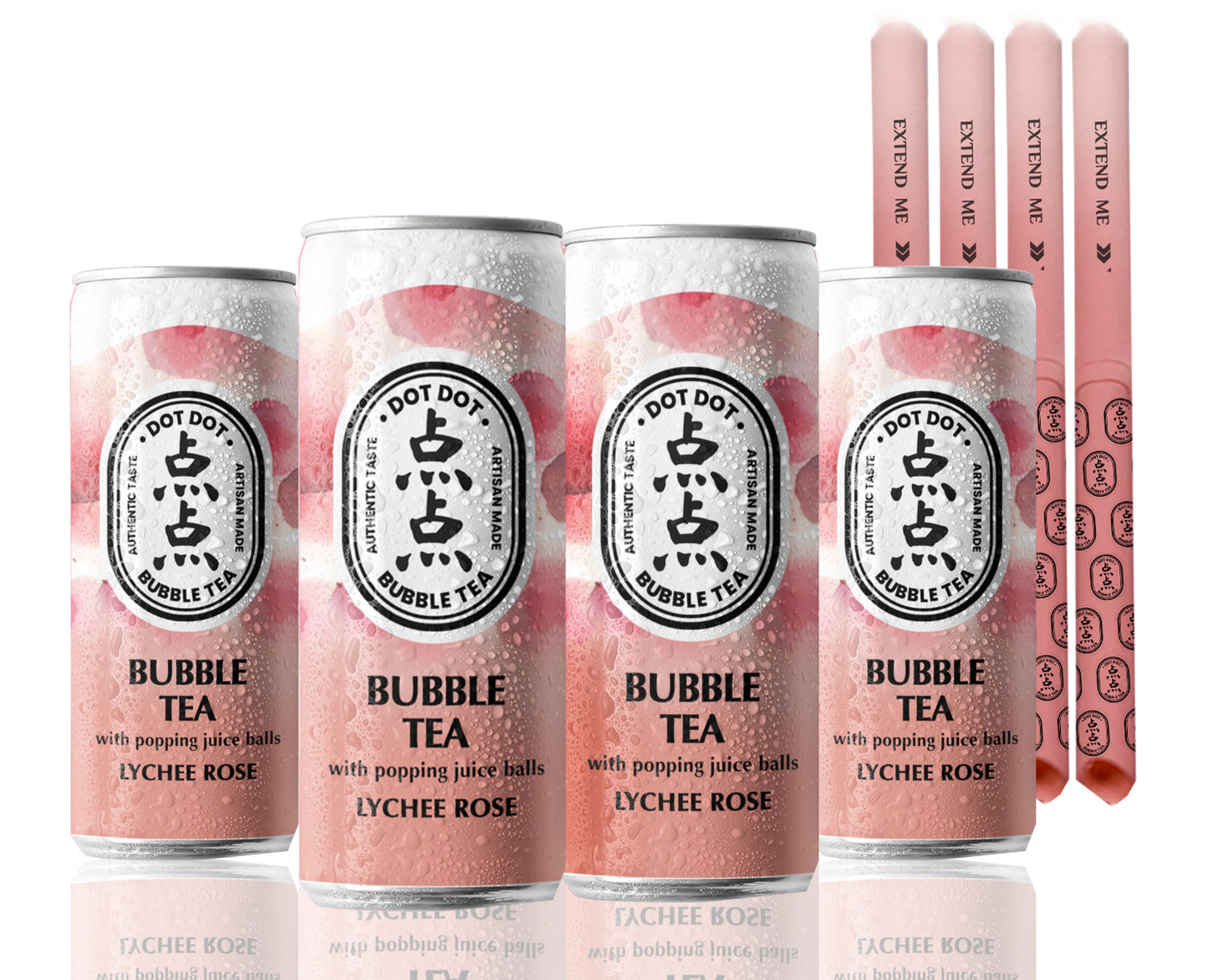 Sparkling Lychee Rose Bubble Tea in can