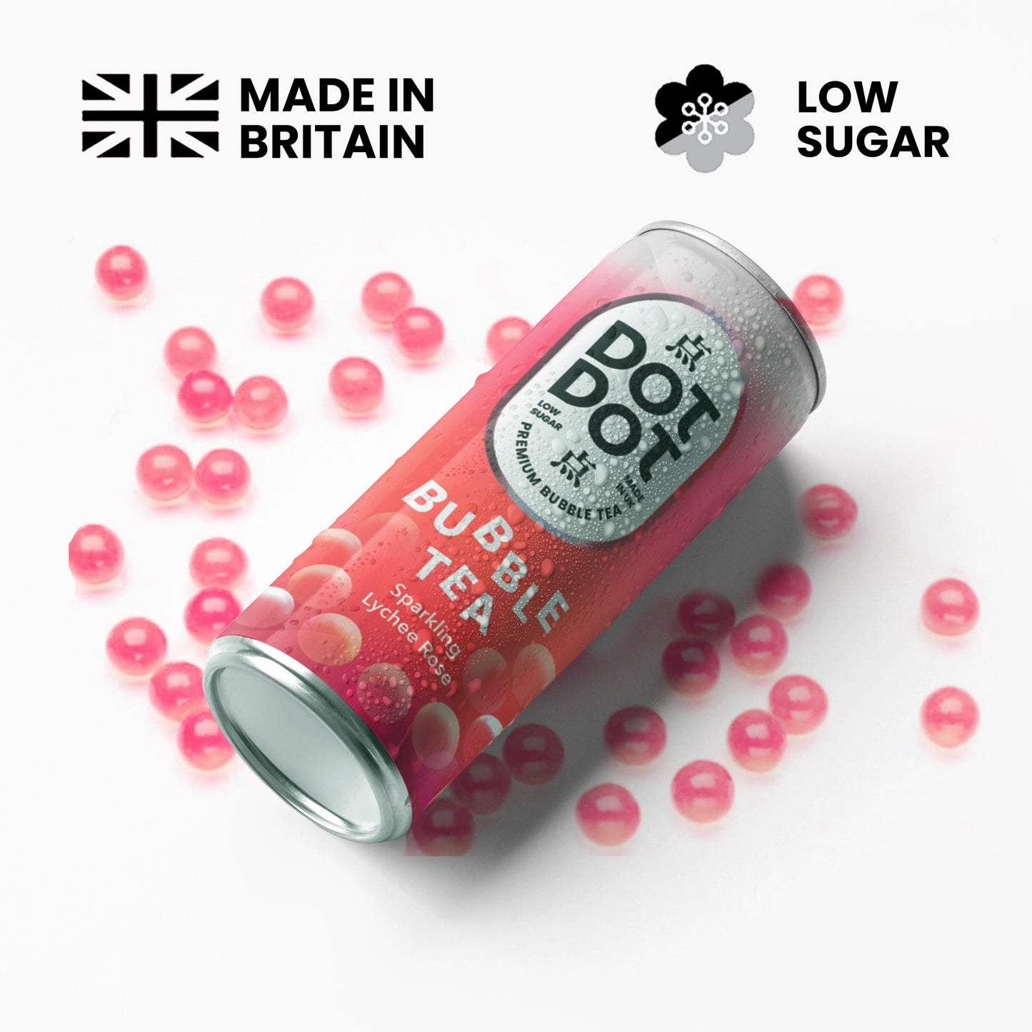 Sparkling Lychee Rose Bubble Tea in can