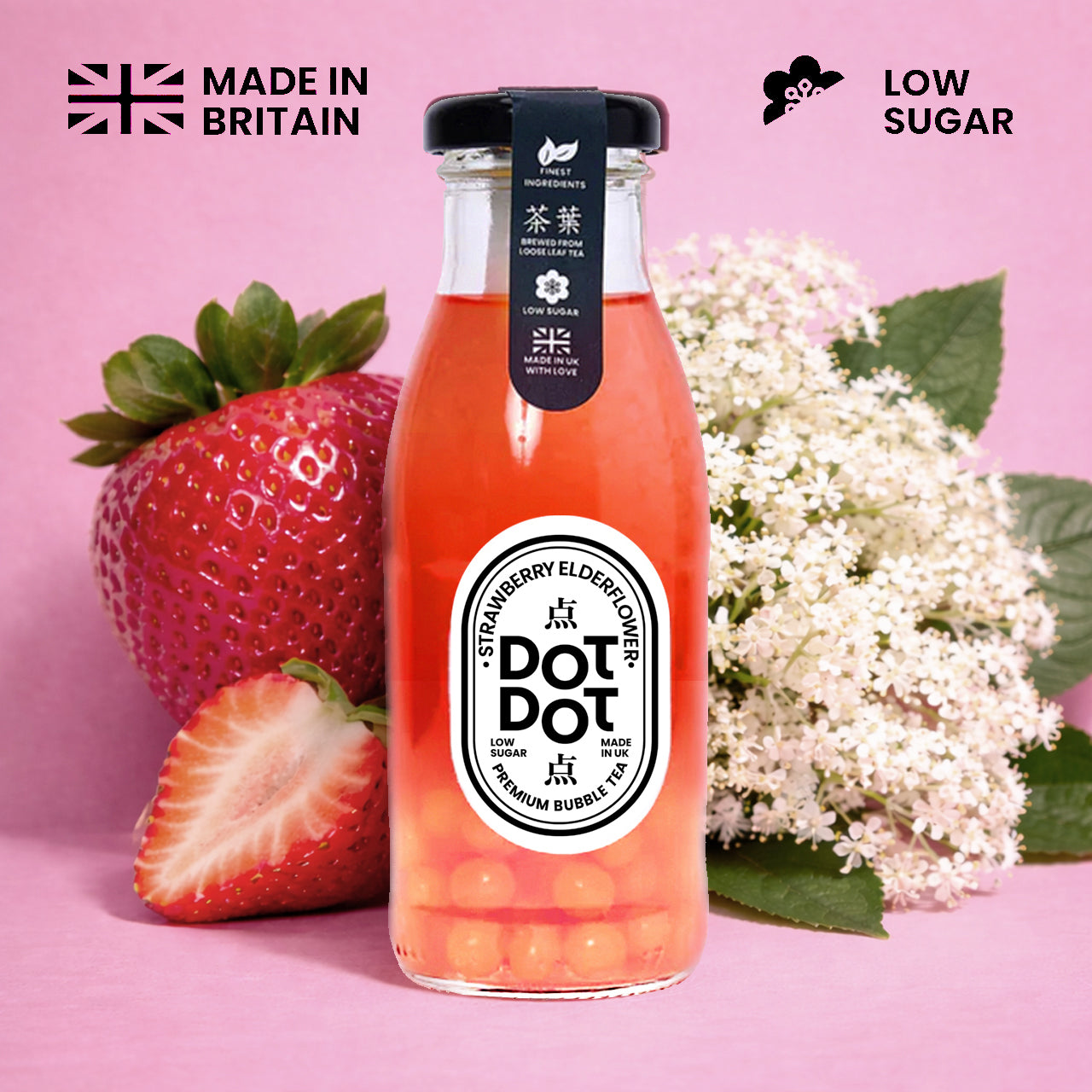 Strawberry Elderflower Bubble Tea