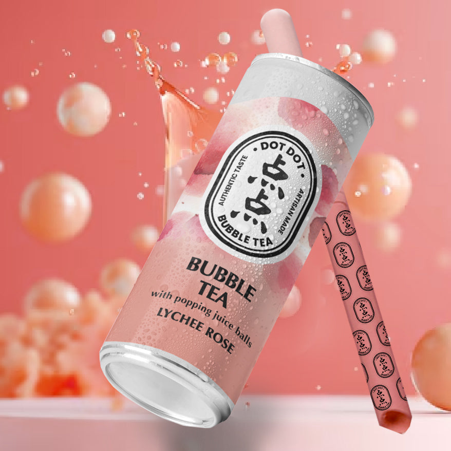 Sparkling Lychee Rose Bubble Tea in can
