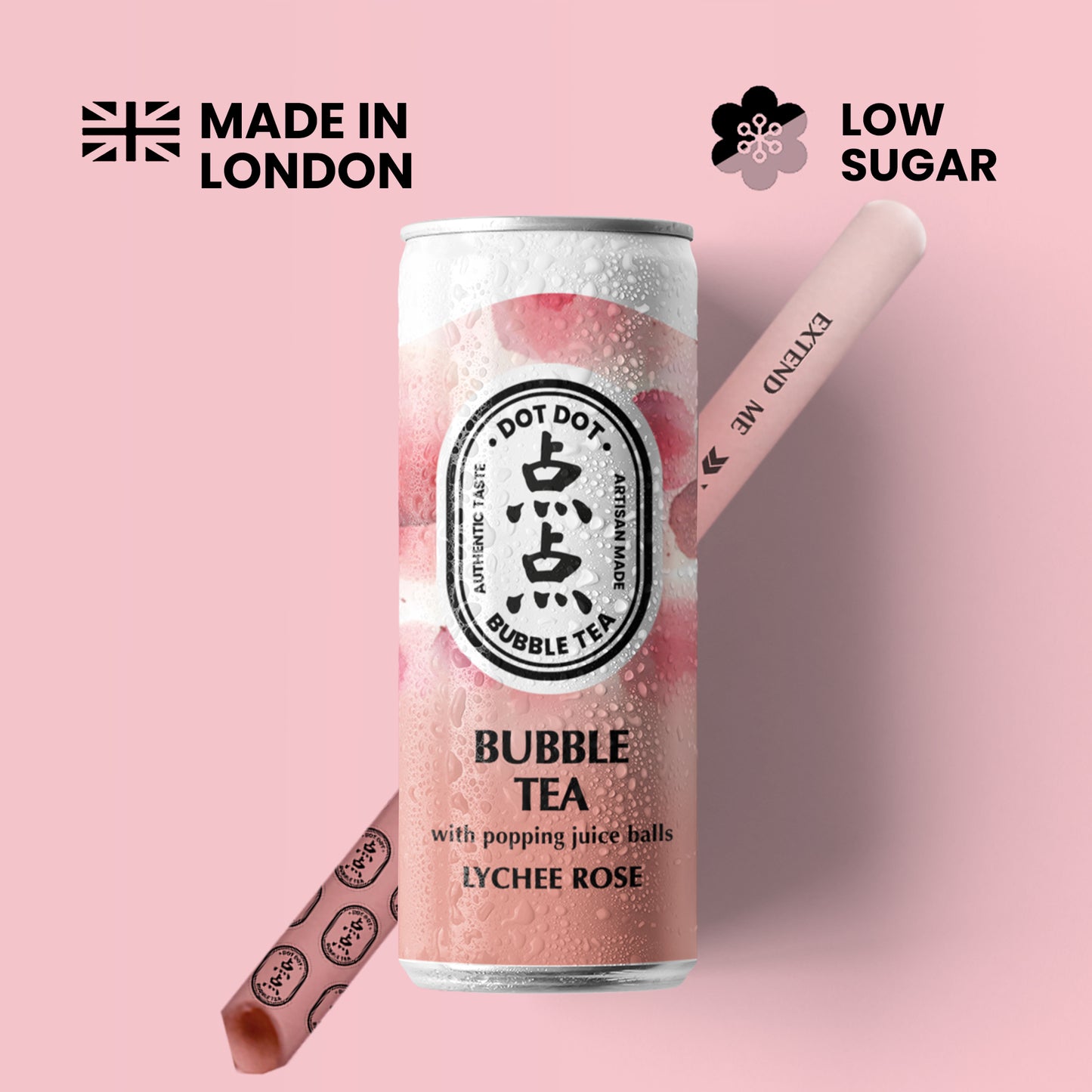 Sparkling Lychee Rose Bubble Tea in can