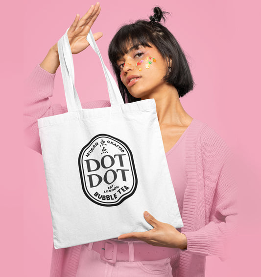Dot Dot White Tote Bag